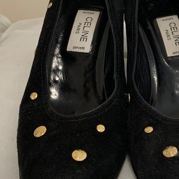 Vintage Celine black pumps with gold rivets - Picture 1 of 3